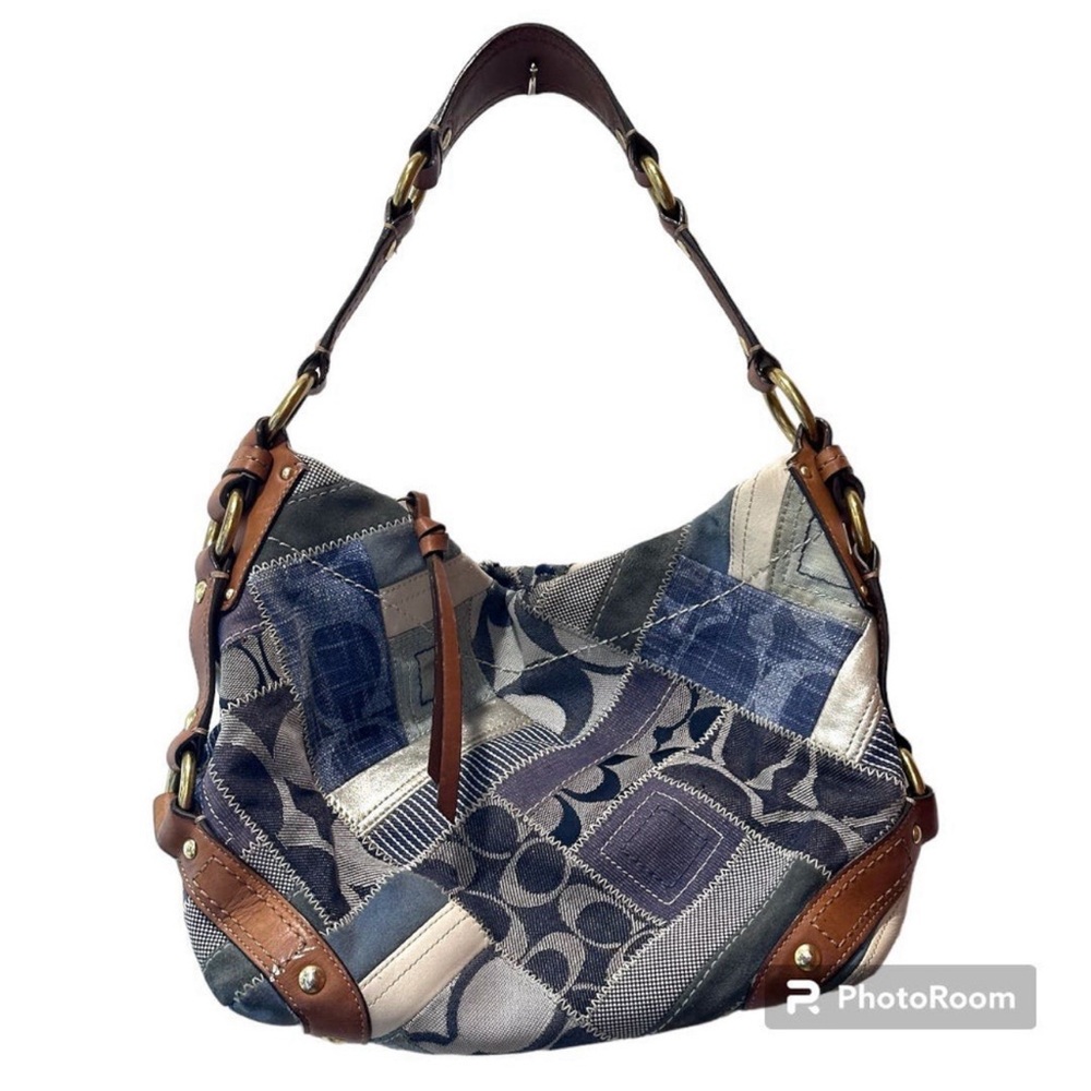 Vintage Carly denim patchwork Coach Bag in excellent condition